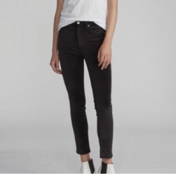 rag & bone Women's 24 Nina Black Velvet Skinny Jean - Picture 2 of 13